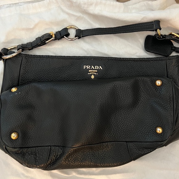 AUTH Prada Vitello Daino Hobo bag in black, MEDIUM - Picture 8 of 14